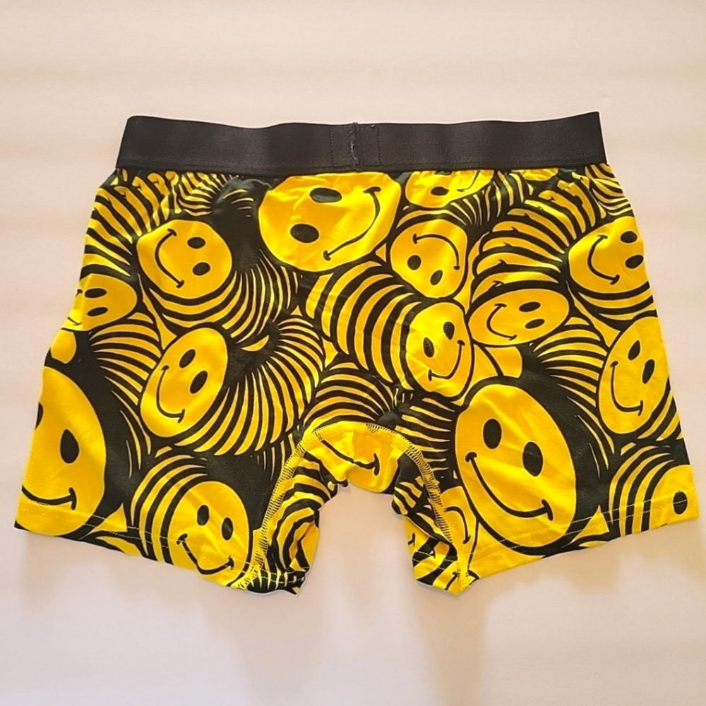 New Meundies Men's Boxer Brief Underwear Smiley Face Yellow Small